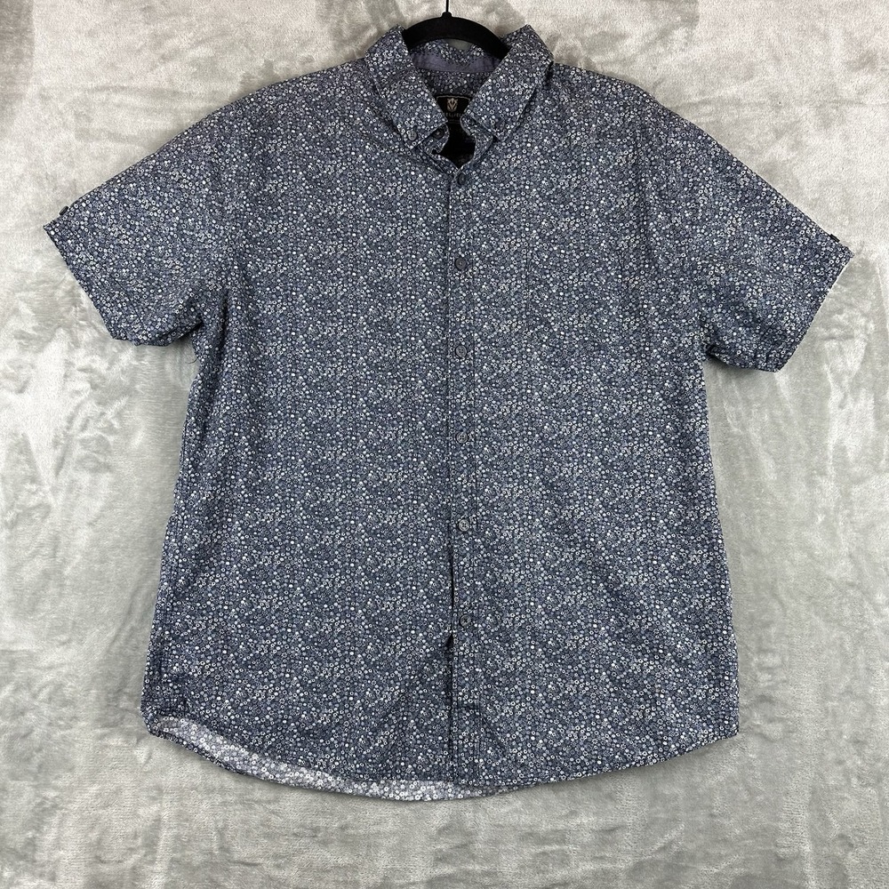 Steel & Jelly London Button Up Shirt Men's XL Blue Floral 100% Cotton